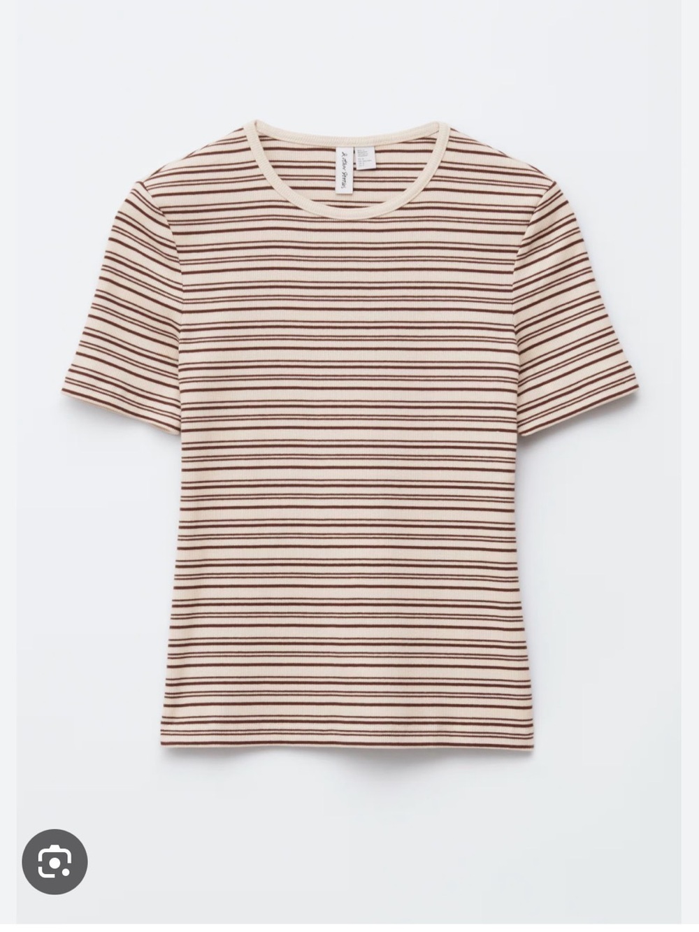 NWT & Other Stories Ribbed T-Shirt in Dark Brown Beige Stripe